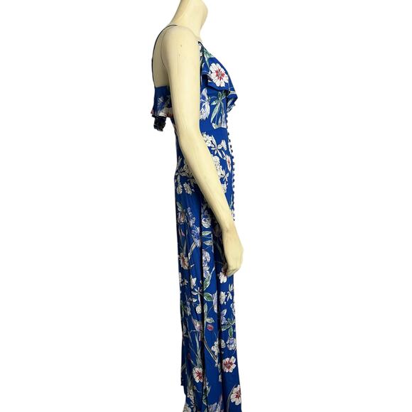 Zara Floral Ruffle Trim Maxi Sundress Blue Women's Size XS Boho Summer Cottage - Picture 7 of 11